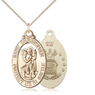 14kt Gold Filled Saint Christopher Air Force Medal Catholic Jewelry