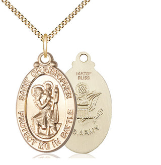 14kt Gold Filled Saint Christopher Army Medal Catholic Jewelry