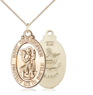 14kt Gold Filled Saint Christopher Army Medal Catholic Jewelry