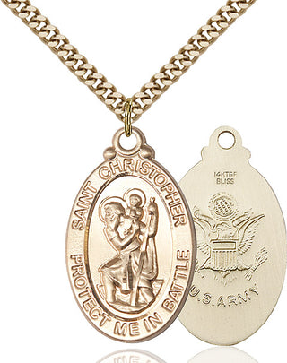 14kt Gold Filled Saint Christopher Army Medal Catholic Jewelry