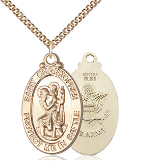 14kt Gold Filled Saint Christopher Army Medal Catholic Jewelry