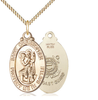 14kt Gold Filled Saint Christopher Coast Guard Medal Catholic Jewelry