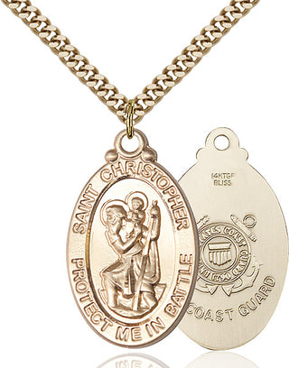 14kt Gold Filled Saint Christopher Coast Guard Medal Catholic Jewelry