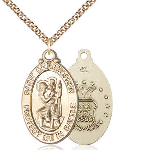 14kt Gold Saint Christopher Air Force Medal
