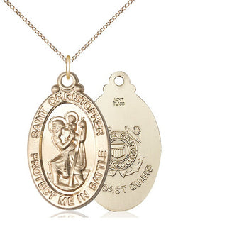 14kt Gold Saint Christopher Coast Guard Medal