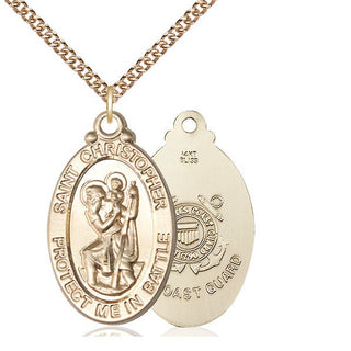 14kt Gold Saint Christopher Coast Guard Medal