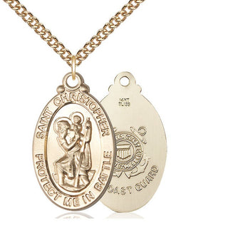 14kt Gold Saint Christopher Coast Guard Medal