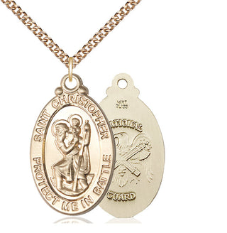 14kt Gold Saint Christopher National Guard Medal
