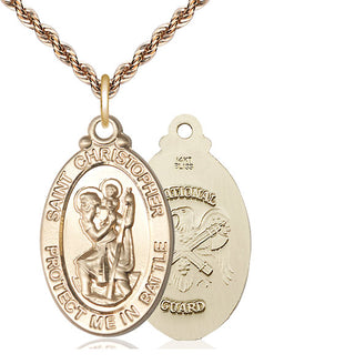 14kt Gold Saint Christopher National Guard Medal