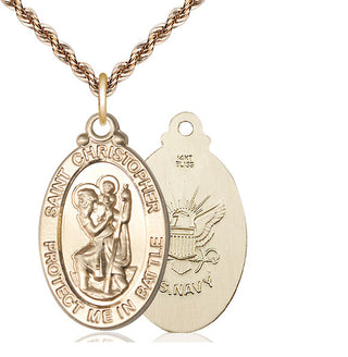 14kt Gold Saint Christopher Navy Medal