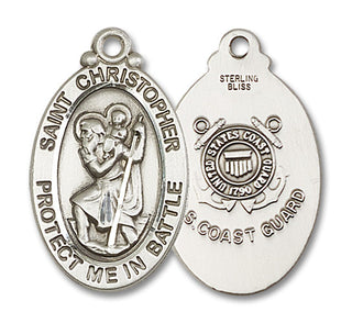 Sterling Silver Saint Christopher Coast Guard Medal Catholic Jewelry