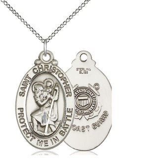 Sterling Silver Saint Christopher Coast Guard Medal Catholic Jewelry