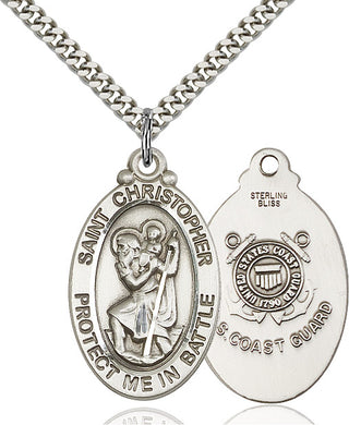 Sterling Silver Saint Christopher Coast Guard Medal Catholic Jewelry