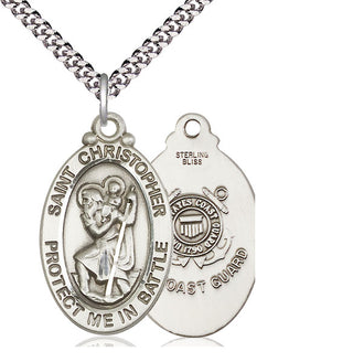 Sterling Silver Saint Christopher Coast Guard Medal Catholic Jewelry