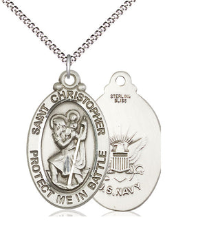 Sterling Silver Saint Christopher Navy Medal Catholic Jewelry