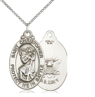 Sterling Silver Saint Christopher Navy Medal Catholic Jewelry