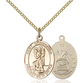 14kt Gold Filled Saint Christopher Air Force Medal Religious Jewelry