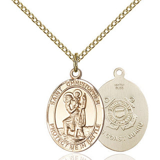 14kt Gold Filled Saint Christopher Coast Guard Medal Religious Jewelry