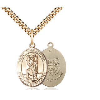 14kt Gold Filled Saint Christopher Coast Guard Medal Religious Jewelry