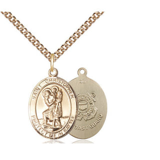14kt Gold Filled Saint Christopher Coast Guard Medal Religious Jewelry
