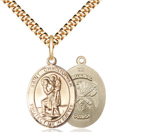 14kt Gold Filled Saint Christopher National Guard Medal Religious Jewelry