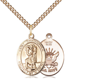 14kt Gold Filled Saint Christopher Navy Medal Religious Jewelry