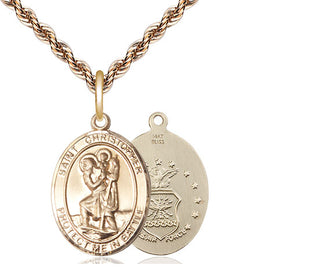 14kt Gold Saint Christopher Air Force Medal