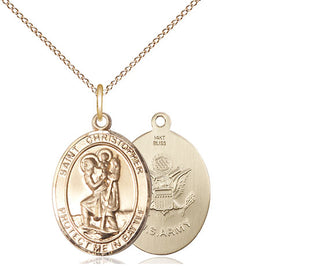 14kt Gold Saint Christopher Army Medal