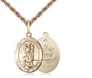 14kt Gold Saint Christopher Army Medal