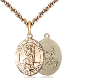 14kt Gold Saint Christopher Coast Guard Medal