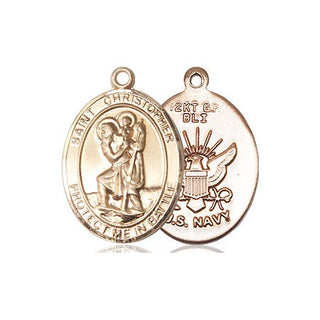 14kt Gold Saint Christopher Navy Medal