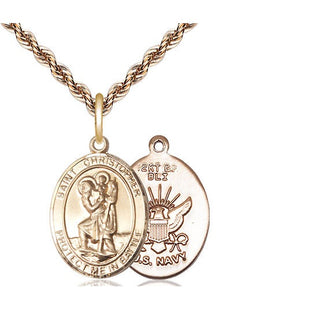14kt Gold Saint Christopher Navy Medal