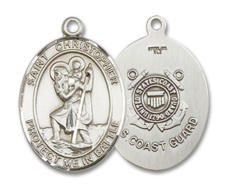 Sterling Silver Saint Christopher Coast Guard Medal Religious Jewelry