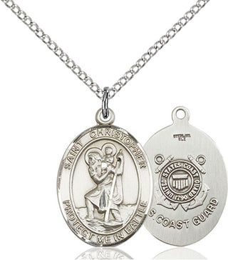 Sterling Silver Saint Christopher Coast Guard Medal Religious Jewelry