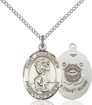 Sterling Silver Saint Christopher Coast Guard Medal Religious Jewelry