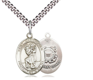 Sterling Silver Saint Christopher Coast Guard Medal Religious Jewelry