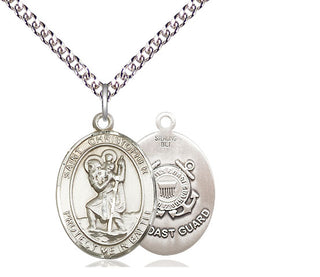 Sterling Silver Saint Christopher Coast Guard Medal Religious Jewelry