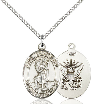 Sterling Silver Saint Christopher Navy Medal Religious Jewelry