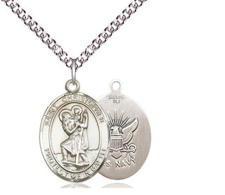 Sterling Silver Saint Christopher Navy Medal Religious Jewelry