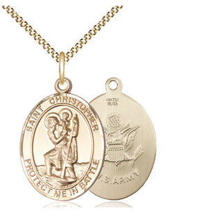 14kt Gold Filled Saint Christopher Army Medal Catholic Jewelry