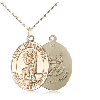 14kt Gold Filled Saint Christopher Coast Guard Medal Catholic Jewelry
