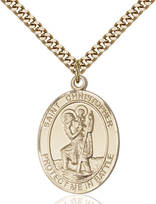 14kt Gold Filled Saint Christopher Navy Medal Catholic Jewelry
