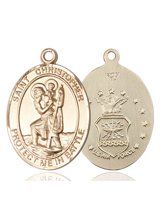 14kt Gold Saint Christopher Air Force Medal
