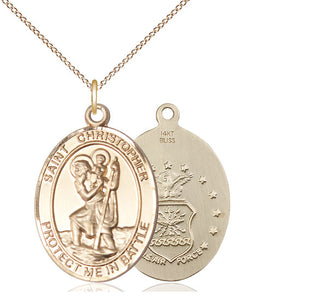 14kt Gold Saint Christopher Air Force Medal