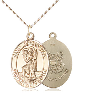 14kt Gold Saint Christopher Coast Guard Medal