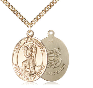 14kt Gold Saint Christopher Coast Guard Medal