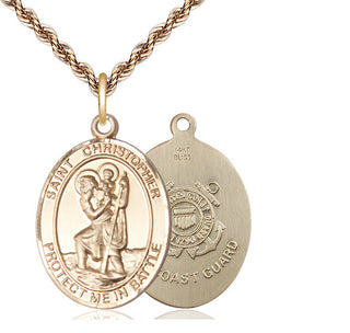 14kt Gold Saint Christopher Coast Guard Medal