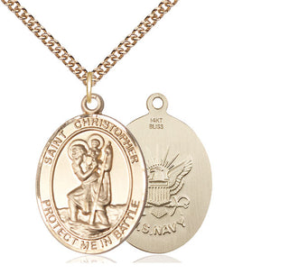 14kt Gold Saint Christopher Navy Medal