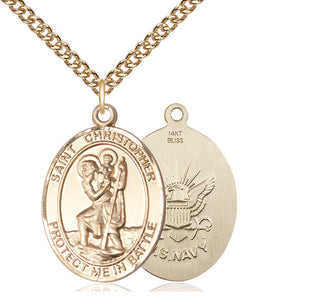 14kt Gold Saint Christopher Navy Medal