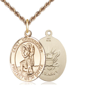14kt Gold Saint Christopher Navy Medal